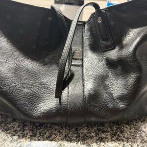 MCM Black Leather Tote Bag